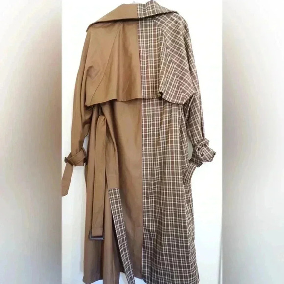 Tov Colorblock Plaid Classic Trench Coat - Picture 4 of 7